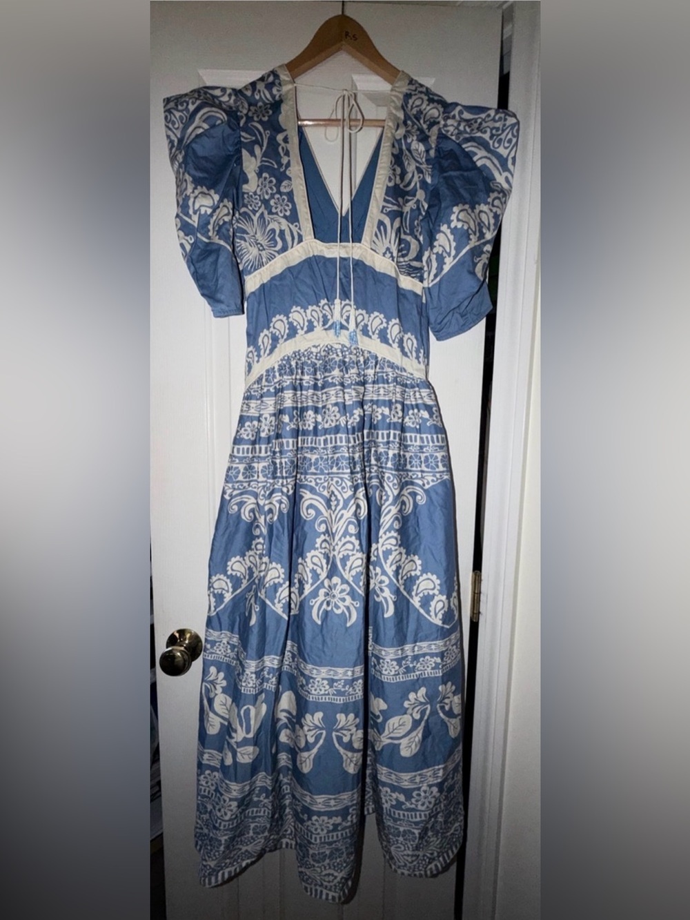 Farm Rio Blue and White Floral Midi Dress - Classic Feminine Style - Picture 3 of 9